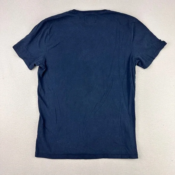 Abercrombie & Fitch V-Neck T-Shirt Mens L Navy Blue Cotton Nautical Peppy - Picture 2 of 7